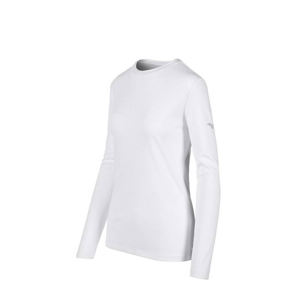 Mizuno Long Sleeve Női Futópóló Fehér MCS657314